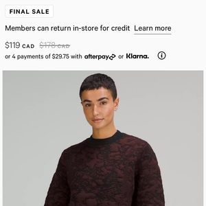 BRAND NEW WITH TAGS lululemon Jacquard Multi-Texture
Crew Neck Sweater